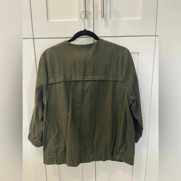 Coldwater Creek 3/4 Sleeve Olive Green Bomber Jacket size 12 - Picture 3 of 6